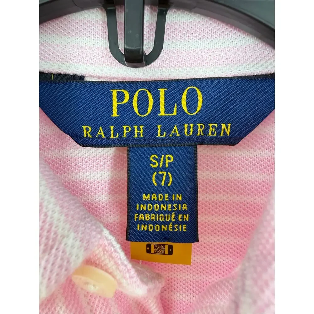 Polo Ralph Lauren Girls S/7 Button Front Oxford Shirt Dress Long Sleeve Striped